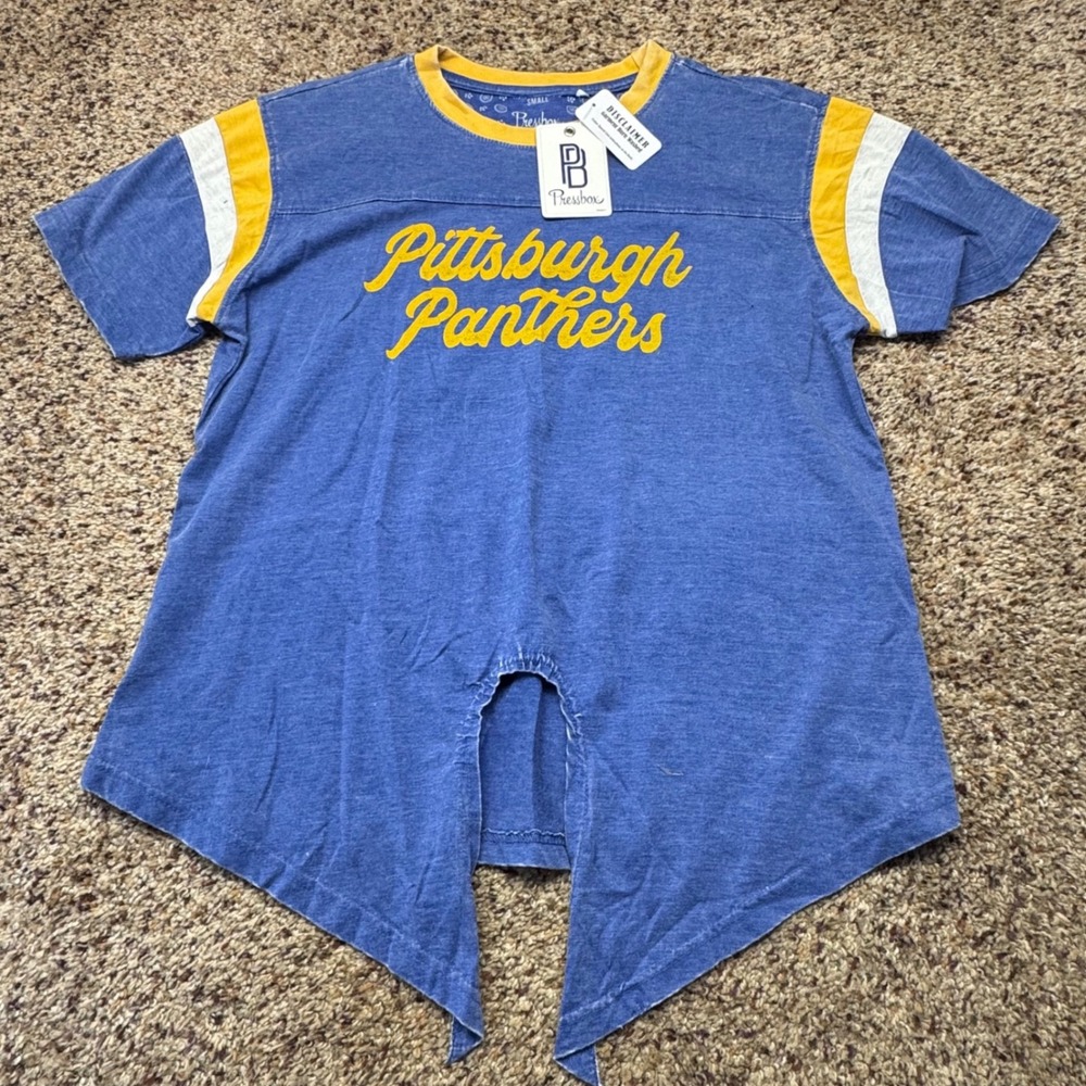 Pressbox‎ Pittsburgh Panthers Womens Small Blue Front Tie Burnout T-Shirt Nwt